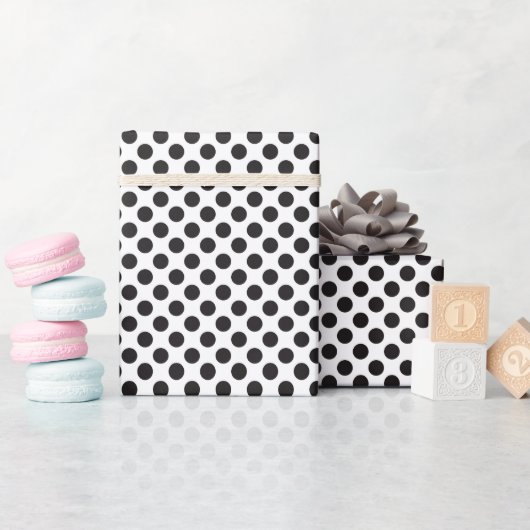 Klassieke Zwarte en Witte Stippen Cadeaupapier (Baby Shower)