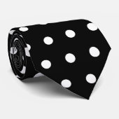 Klassieke zwarte en witte stippen naadloos patroon stropdas (Opgerold)