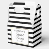 Klassieke zwarte en witte streep gouden bruids-sho bedankdoosjes (Geopend)