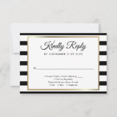 Klassieke zwarte en witte streep RSVP kaartje (Voorkant)