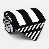 Klassieke zwarte en witte streep stropdas (Opgerold)