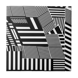 Klassieke zwarte en witte streep tegeltje