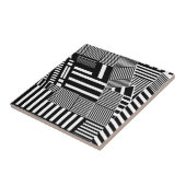 Klassieke zwarte en witte streep tegeltje (Zijkant)