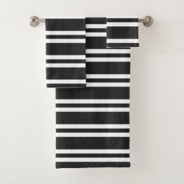 Klassieke zwarte en witte strepen bad handdoek