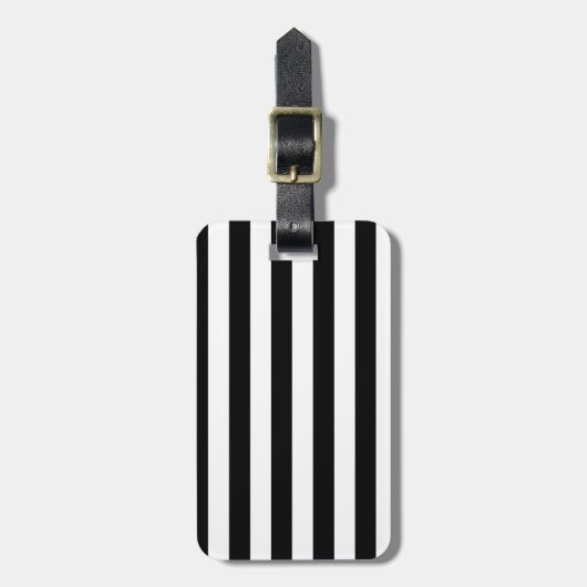 klassieke zwarte en witte strepen bagagelabel (Voorkant verticaal)