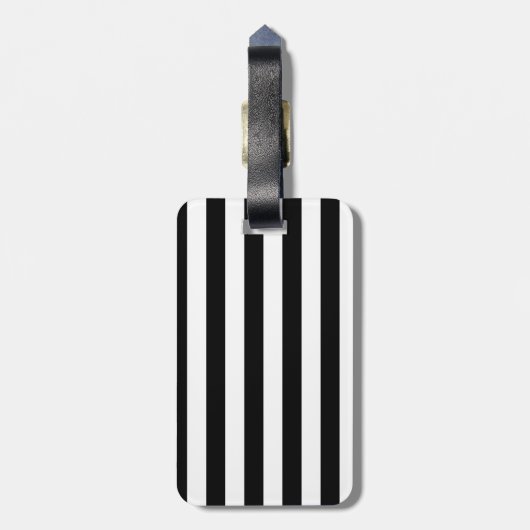 klassieke zwarte en witte strepen bagagelabel (Achterkant verticaal)