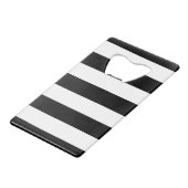 Klassieke zwarte en witte strepen creditkaart flessenopener (Voorkant Gekanteld)