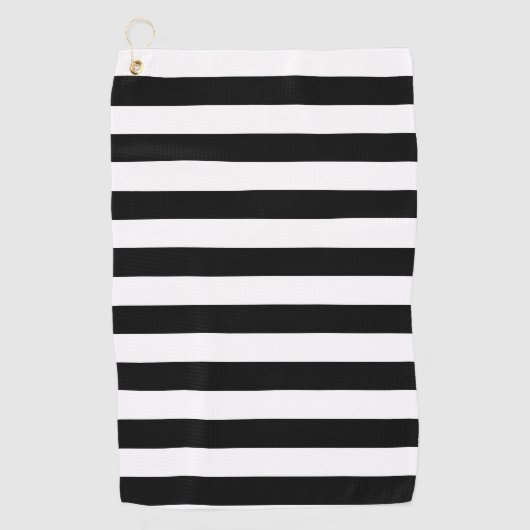  klassieke zwarte en witte strepen golfhanddoek (Voorkant)