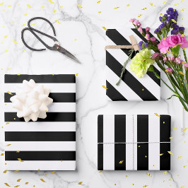  klassieke zwarte en witte strepen inpakpapier vel