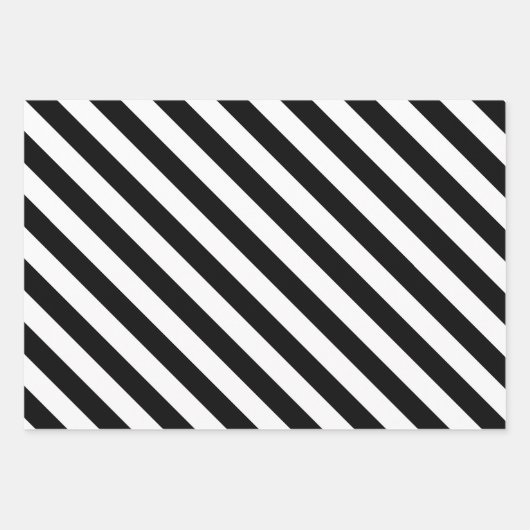  klassieke zwarte en witte strepen inpakpapier vel (Voorkant 2)
