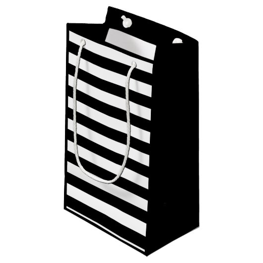  klassieke zwarte en witte strepen klein cadeauzakje (Voorkant Gekanteld)