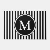 Klassieke Zwarte En Witte Strepen Monogram Deurmat (Voorkant)