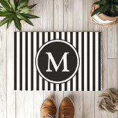 Klassieke Zwarte En Witte Strepen Monogram Deurmat