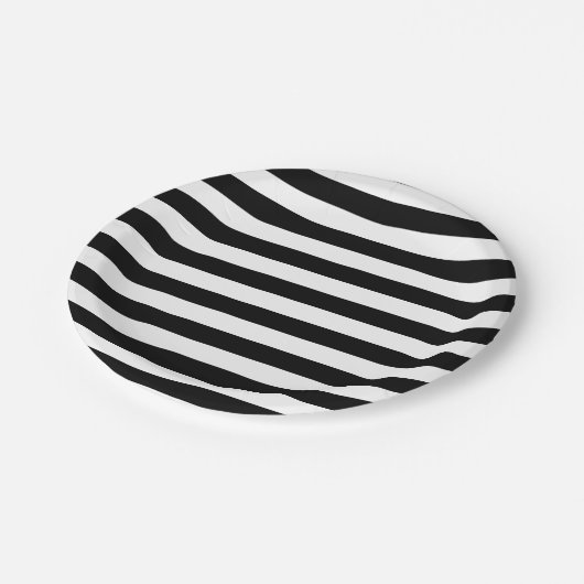  klassieke zwarte en witte strepen papieren bordje (Gekanteld)