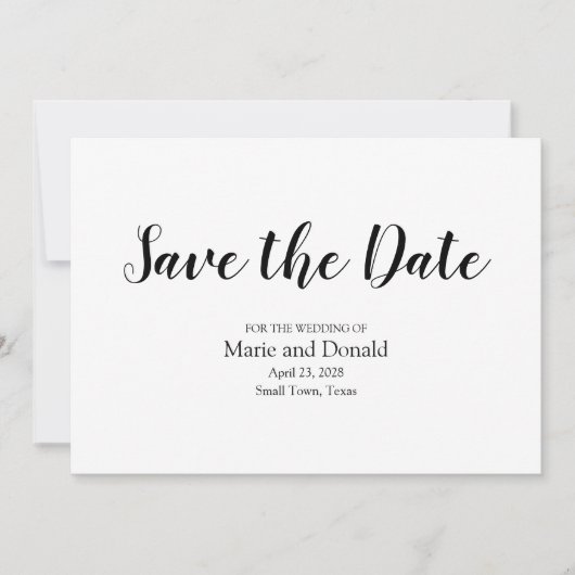 Klassieke zwarte en witte strepen save the date (Voorkant)