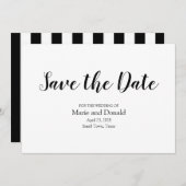 Klassieke zwarte en witte strepen save the date (Voorkant / Achterkant)