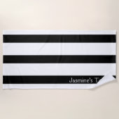 Klassieke zwarte en witte strepen strandlaken (Voorkant)