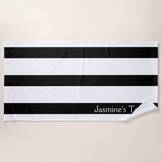 Klassieke zwarte en witte strepen strandlaken (Voorkant)