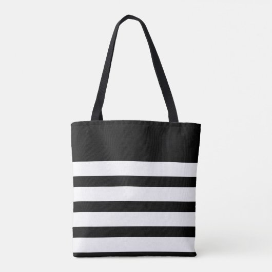 Klassieke zwarte en witte streping tote bag (Achterkant)