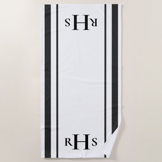 Klassieke zwarte en Witte stripper-strand Strandlaken (Voorkant)