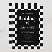 Klassieke Zwarte en Witte Tegels Frame Kaart (Voorkant / Achterkant)