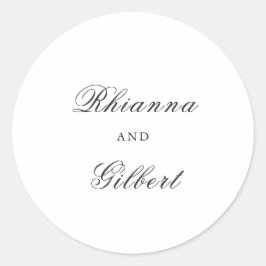 Klassieke Zwarte en Witte Tijdloze Bruiloft Ronde Sticker
