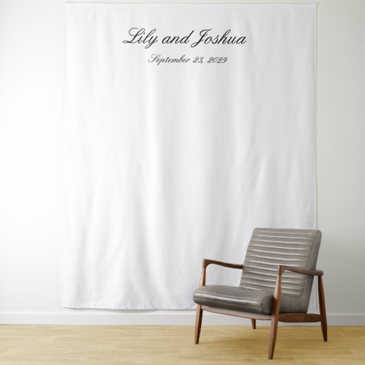 Klassieke Zwarte en Witte Tijdloze Trouwachtergron Wandkleed (In situ)