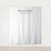Klassieke Zwarte en Witte Tijdloze Trouwachtergron Wandkleed (Voorkant)