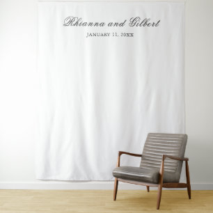 Klassieke Zwarte en Witte Tijdloze Trouwachtergron Wandkleed