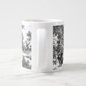 Klassieke zwarte en witte toile grote koffiekop (Achterkant)