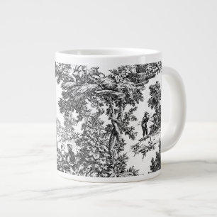 Klassieke zwarte en witte toile grote koffiekop