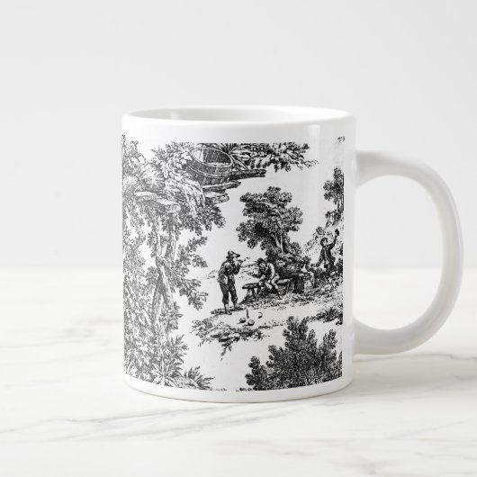 Klassieke zwarte en witte toile grote koffiekop (Rechts)