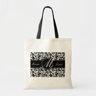 Klassieke zwarte en witte trouwtas tote bag