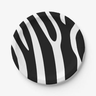 Klassieke zwarte en witte zebrastripes afdrukken papieren bordje