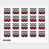 Klassieke zwarte en witte zigzag met rood vierkante sticker (Vel)
