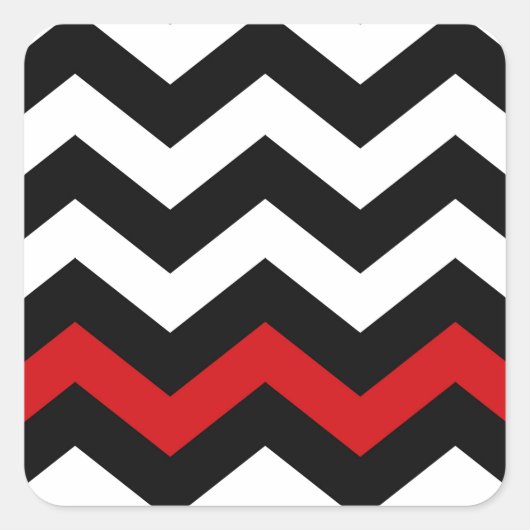 Klassieke zwarte en witte zigzag met rood vierkante sticker (Voorkant)