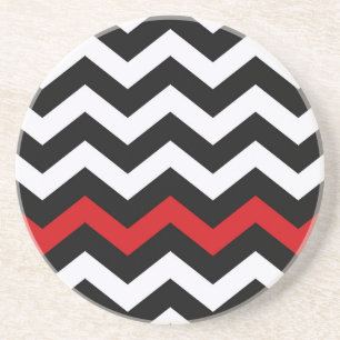 Klassieke zwarte en witte zigzag met rood zandsteen onderzetter