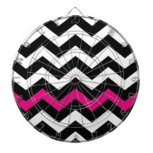 Klassieke zwarte en witte zigzag met warmroze dartbord (Voorkant)