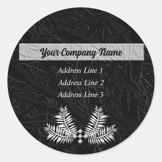 Klassieke zwarte fern verliest het bedrijfsadres ronde sticker (Voorkant)
