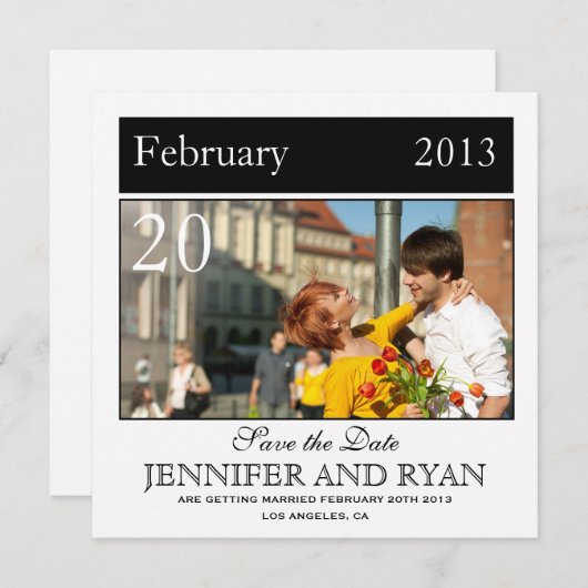 Klassieke Zwarte Foto Bewaar de Datum Save The Date (Voorkant / Achterkant)