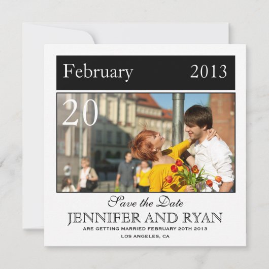 Klassieke Zwarte Foto Bewaar de Datum Save The Date (Voorkant)