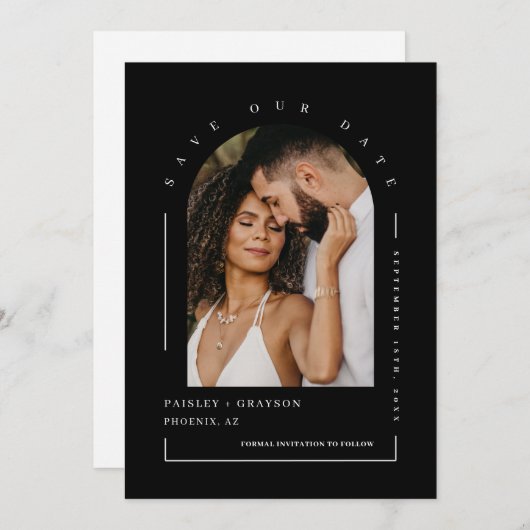 Klassieke zwarte foto QR-code opslaan Datum IV Kaart (Voorkant / Achterkant)