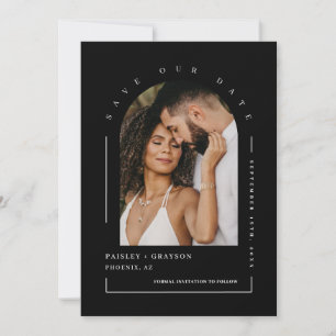 Klassieke zwarte foto QR-code opslaan Datum IV Kaart