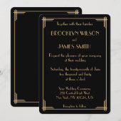 Klassieke zwarte Gatsby Art Deco bruiloft Kaart (Voorkant / Achterkant)