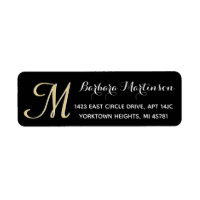 Klassieke zwarte gouden Aangepast monogram Adres l
