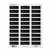 Klassieke zwarte gouden Aangepast monogram Adres l Etiket (Full Sheet)