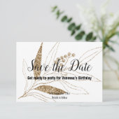 KLASSIEKE ZWARTE GOUDEN BLAADJES PRINT SAVE THE DA RSVP KAARTJE (Staand voorkant)