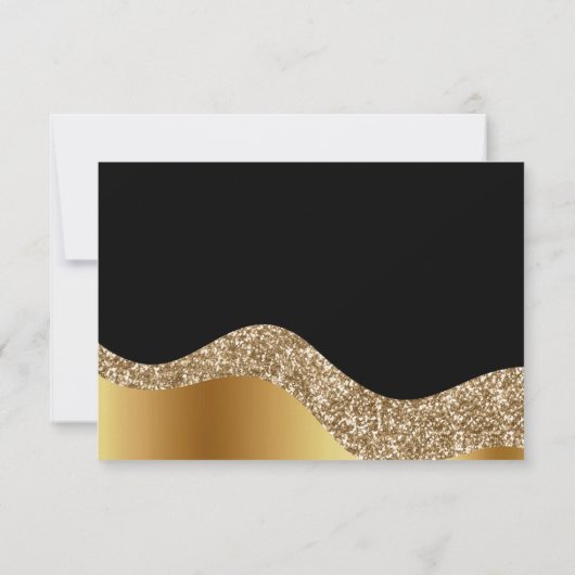 KLASSIEKE ZWARTE GOUDEN BLAADPRINT OPSPARINGSDATUM RSVP KAARTJE (Achterkant)