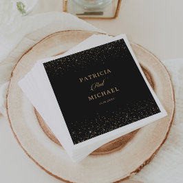 Klassieke Zwarte Gouden Confetti Calligrafie Bruil Servet