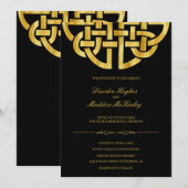 Klassieke Zwarte Gouden Keltische Knoop Handfastin Kaart (Voorkant / Achterkant)